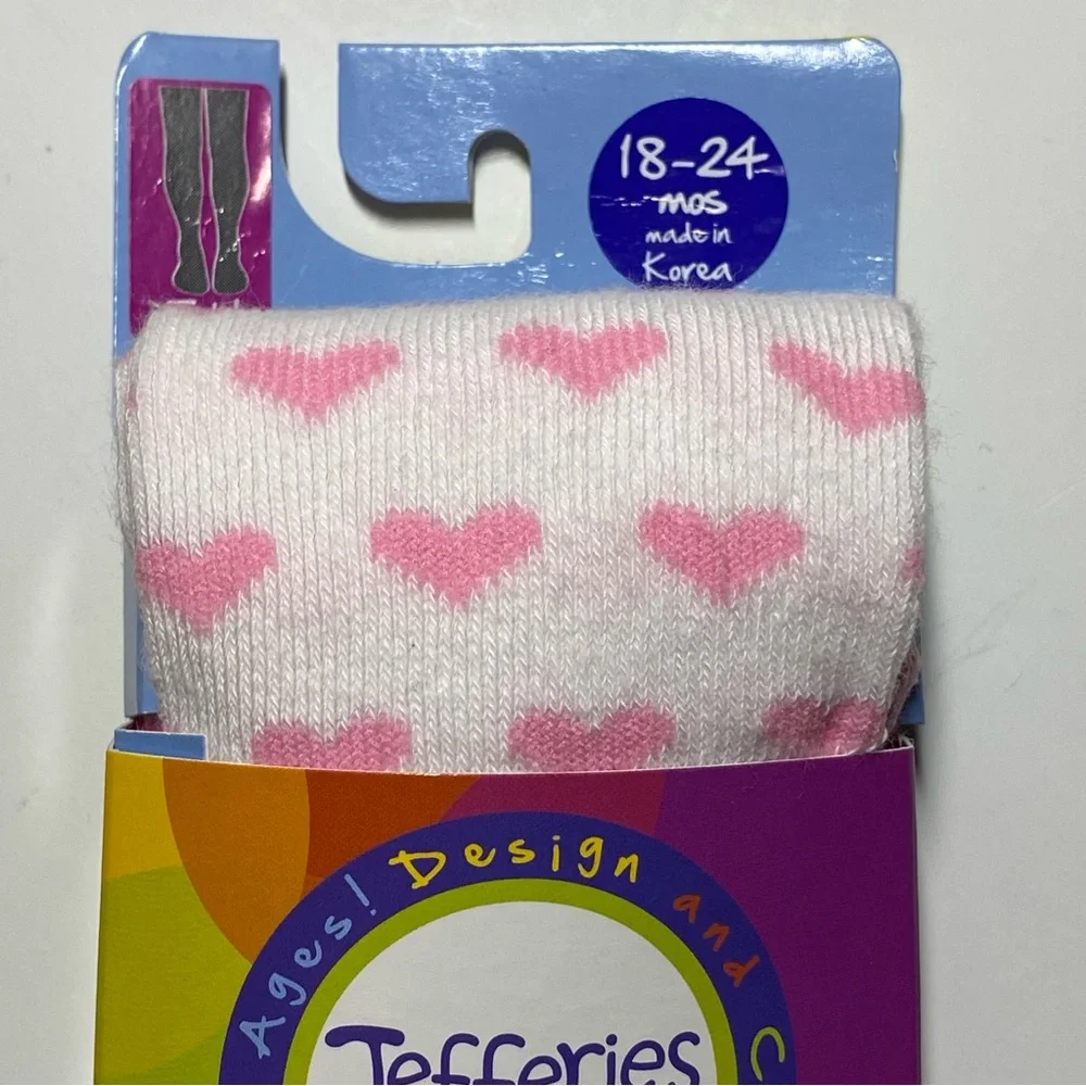 Jefferies Socks Girls Heart Tights 18 24 Months NWT New Pink Valentine’s Day
